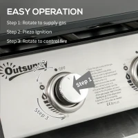 Outsunny 3 Burner Gas Plancha BBQ Grill with Lid, Black(m-5)