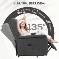 HOMCOM Electric Riser Recline Armchair, with Footrest - Dark Grey(m-5)