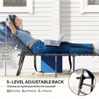 Outsunny Five-Position Reclining Sun Lounger - Dark Blue(m-4)