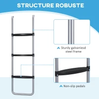 SPORTNOW Galvanised Steel Trampoline Ladder, 2 Steps/3 Steps Outdoor Trampoline Accessories for 6ft, 8ft, 10ft, 12ft, 13ft, 14ft, 16ft Trampoline, 110L x 32Wcm, Silver Tone(m-5)