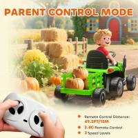 AIYAPLAY 12V Ride on Tractor and Trailer with Remote Control, Music, Shifter, Start-Up Sound, for Kids Ages 3-8 Years, Green(m-6)