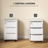 HOMCOM Three-Drawer Locking Filing Cabinet - White(m-7)