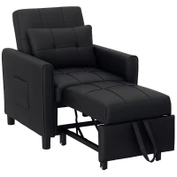 HOMCOM Linen-Look Single Chair Bed - Black(m-10)