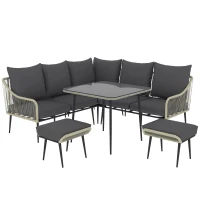 Outsunny Six-Piece Rattan Strong Garden Sofa Set - Grey(m-10)