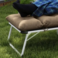 Outsunny Sun Lounger Cushion Only, 190 x 56 x 10 cm Garden Lounge Chair Cushion, UPF20+ 220gsm Fabric, Thick Sunbed Replacement Pad with 6 Ties, Khaki(m-9)
