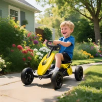 AIYAPLAY Pedal Go Kart for Kids 2-5 Years, with Silent EVA Wheels, Metal Frame, Yellow(m-2)