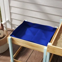 AIYAPLAY 2 PCS Wooden Outdoor Sand and Water Play Tables with Bottom Liner for Kids Aged 3-8 Years Old, Natural Wood Finish(m-9)