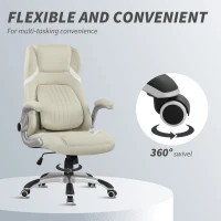 Vinsetto Linen-Look Office Chair, with Adjustable Height and Tension - Beige(m-8)