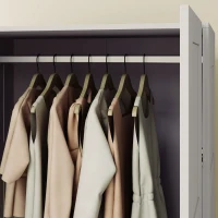 HOMCOM Double Paneled Door Wardrobe, with Shelves - Grey(m-8)