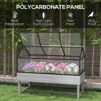 Outsunny 60 x 120cm Raised Garden Bed with Wooden Base - Grey(m-4)