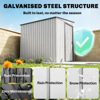 Outsunny 7 x 5ft Galvanised Metal Shed, with Sliding Door - White(m-4)