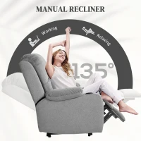 HOMCOM Microfibre Manual Reclining Armchair, with Footrest - Grey(m-4)