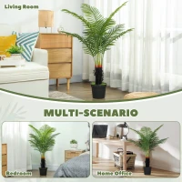 HOMCOM 120cm Artificial Areca Palm Tree with 9 PE Leaves, Decorative Artificial Plant with Plastic Pot and Flocked Soil, Fake Plant for Home Office Decor, Green(m-5)