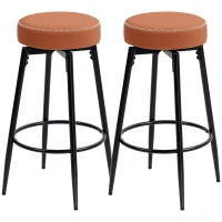 HOMCOM Set of Two Faux Leather Bar Stools - Brown/Black(m-11)
