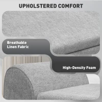 HOMCOM Storage Ottoman with Armrest, Upholstered Linen Storage Bench, Window Seat with Rubberwood Legs, Footstool for Bedroom Living Room, Hallway, Dark Grey(m-6)