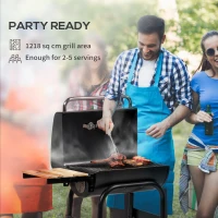 Outsunny Charcoal BBQ, with Thermometer, Shelves and Wheels(m-4)