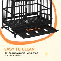 PawHut 43" Heavy Duty Dog Crate on Wheels, with Removable Tray, Openable Top(m-7)