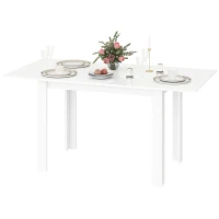 HOMCOM Extending Six-Person High Gloss Dining Table - White(m-11)