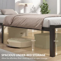 HOMCOM 3FT Single Bed Frame with Upholstered Headboard and Underbed Storage, Black and Light Grey(m-5)