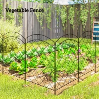 Outsunny Steel Decorative Outdoor Picket Fence Panels Set of 4, Black(m-8)