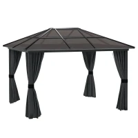 Outsunny 3 x 3.6m Hardtop Aluminium Gazebo - Black and Grey(m-10)