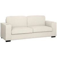 HOMCOM Three-Seater Corduroy Sofa - Cream White(m-11)