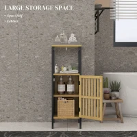 HOMCOM Bamboo-Blend Retro Cut-Out Bathroom Storage Unit, with Cupboard(m-4)