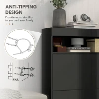 HOMCOM 16 Shoe Pair Storage Cabinet, with Flip Doors - High Gloss Black(m-6)
