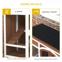 PawHut Two-Tier Wooden Pet Hutch with Openable Roof, Slide-Out Tray(m-7)