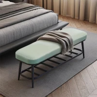 HOMCOM PU Leather Shoe Storage Bench - Green(m-7)