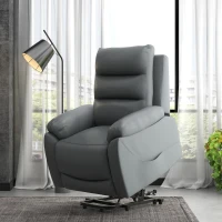 HOMCOM Electric Riser and Recliner for Elderly with 8 Vibration Massage, PU Leather Power Lift Recliner Chair for Living Room with Side Pockets, Footrest, Grey(m-2)