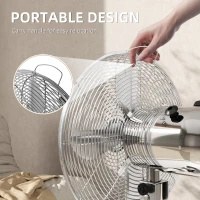 HOMCOM Three-Speed Oscillating Desk Fan - Silver-Tone(m-7)