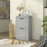 HOMCOM Two-Drawer Minimalistic 10-Shoe Cabinet - Grey(m-8)