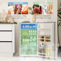 HOMCOM 91L Freestanding Under-Counter Fridge with Lock - Grey(m-4)