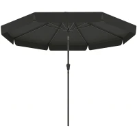 Outsunny 2.7m Patio Parasol Garden Umbrellas with Aluminium Pole, UPF 50+ Outdoor Sun Shade Table Umbrella with Tilt, Crank, 8 Ribs, Ruffles,, Black(m-11)