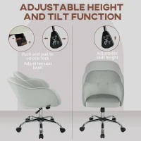HOMCOM 46-56 cm Velvet-feel Office Chair - Grey(m-4)
