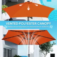 Outsunny 3(m) Solar LED Cantilever Parasol - Orange(m-6)