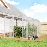Outsunny Polytunnel Greenhouse Walk-in Grow House with PE Cover, Door and Galvanised Steel Frame, 3 x 2 x 2m, Clear(m-2)