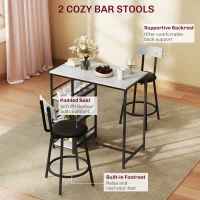 HOMCOM Three-Piece Kitchen Dining Set, with Shelves - Grey/Black(m-5)