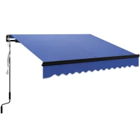 Outsunny 2.5 x 2m Electric Awning with LED Light and Remote Controller, Aluminium Frame DIY Retractable Awning, UV50+ Sun Shade Canopy for Garden Patio Deck Door Window, Blue(m-11)