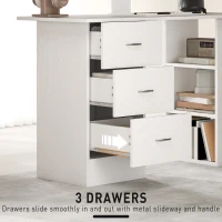 HOMCOM Computer Desk, Home Office Desk, Writing Table, PC Workstation with 3 Storage Shelves and 3 Drawers for Working, Study, 120 x 49 x 72 cm, White(m-5)