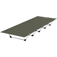 Outsunny Lightweight Camping Bed, Aluminium Portable Camp Cot w/ Strong Support 150kg and Carry Bag for Camping, Dark Green(m-11)