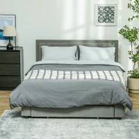 HOMCOM King Size Ottoman Bed Frame, with Front Drawer - Grey(m-2)