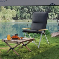 Outsunny Portable Camping Chair for Adults, High Back Folding Chair with Padded Seat and Carry Bag, Outdoor Recliner for Hiking, Fishing, Beach and Picnic, Black(m-9)