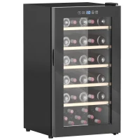 HOMCOM 41 Bottle Wine Fridge, 91 Litre Capacity, 45cm Freestanding Wine Cooler Fridge with Glass Door, LED Light, Digital Touch Screen, Temperature Control, Black(m-10)