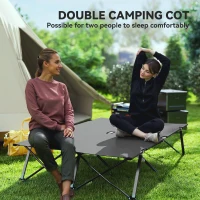 Outsunny Double Camping Cot Bed, with Bag - Charcoal Grey(m-6)
