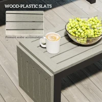 Outsunny 4 Seater L Shaped Aluminium Sectional Garden Furniture Set with 2 Loveseats and Wood-Plastic Coffee Table - Dark Grey(m-8)