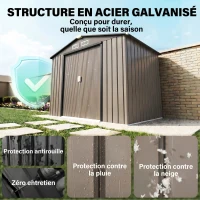 Outsunny Abri de Jardin 2,77 m² cabane de jardin armoire de jardin Dim. 213L x 130l x 185H cm Porte coulissante Acier marron(m-4)