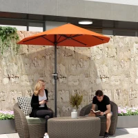 Outsunny 2m Half Parasol Umbrella - Orange(m-2)