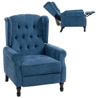 HOMCOM 150° Reclining Vintage Armchair, with footrest, Royal Blue(m-10)